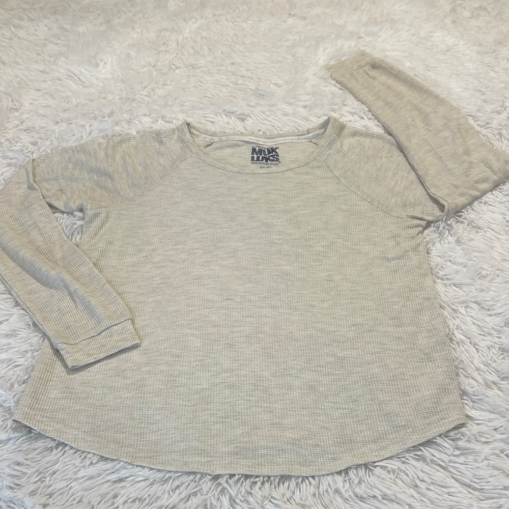Muk Luks Beige Long Sleeve Top WOMENS SIZE XS
